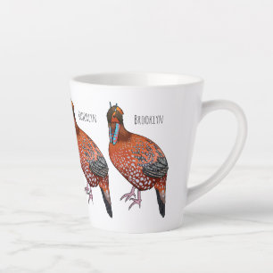 Caneca De Café Latte Ilustração de desenho animado de aves tragopan de