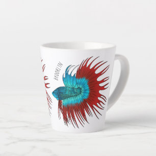 Caneca De Café Latte Ilustração de desenho animado de betta-rabo-cruzad