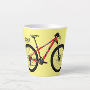 Caneca De Café Latte Ilustração de desenho animado de bicicleta