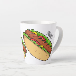 Caneca De Café Latte Ilustração de desenho animado de cachorro quente