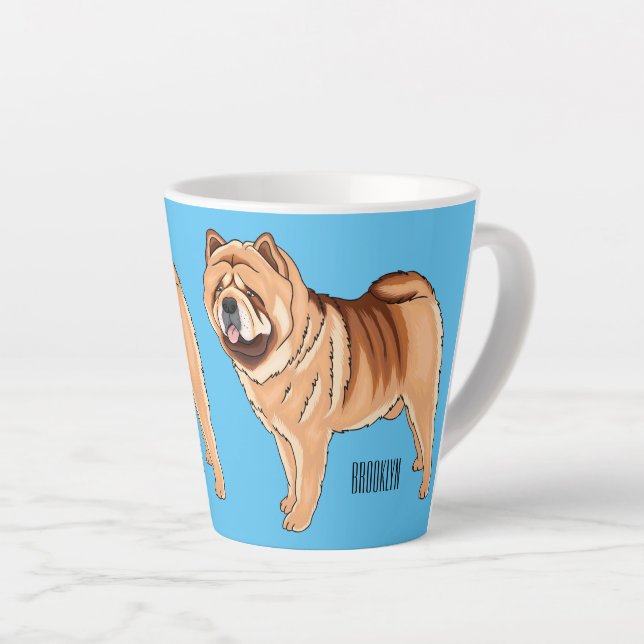 Caneca De Café Latte Ilustração de desenho animado de cão Chow Chow (Ângulo direito)