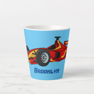 Caneca De Café Latte Ilustração de desenho animado de carros de alta ve