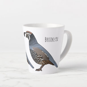 Caneca De Café Latte Ilustração de desenho animado de codorniz da Calif