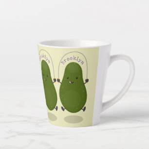 Caneca De Café Latte Ilustração de desenho animado de corda de salto 