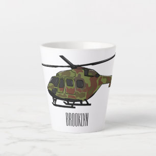 Caneca De Café Latte Ilustração de desenho animado de helicóptero do ex