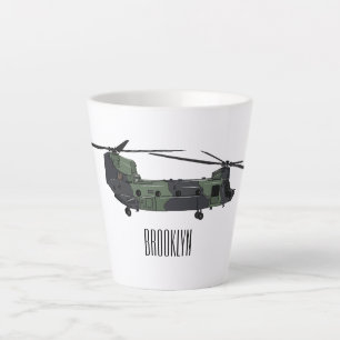 Caneca De Café Latte Ilustração de desenho animado de helicóptero do ex