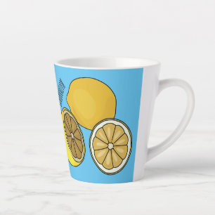 Caneca De Café Latte Ilustração de desenho animado de limão