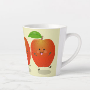 Caneca De Café Latte Ilustração de desenho animado de maçã dançante