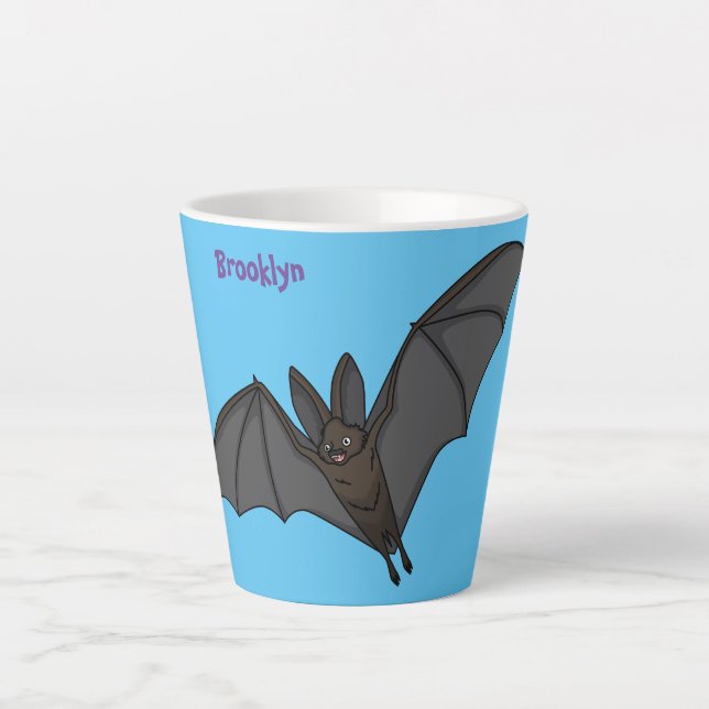 Caneca De Café Latte Ilustração de desenho animado de morcegos de grand (Frente)