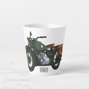 Caneca De Café Latte Ilustração de desenho animado de motocicleta milit