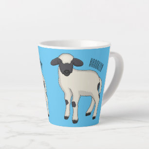 Caneca De Café Latte Ilustração de desenho animado de ovelha Valais Bla