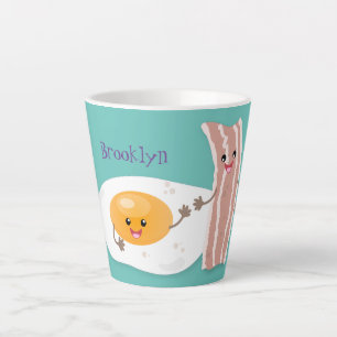 Caneca De Café Latte Ilustração de desenho animado de ovo e bacon em ka