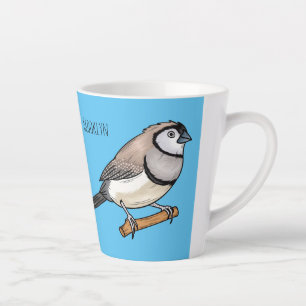 Caneca De Café Latte Ilustração de desenho animado de pássaros de barba