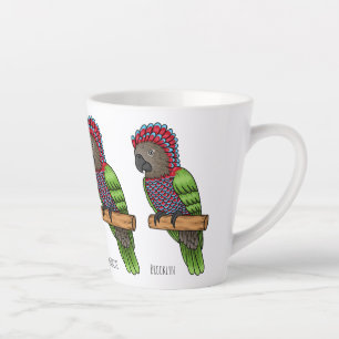 Caneca De Café Latte Ilustração de desenho animado de pássaros-papagaio