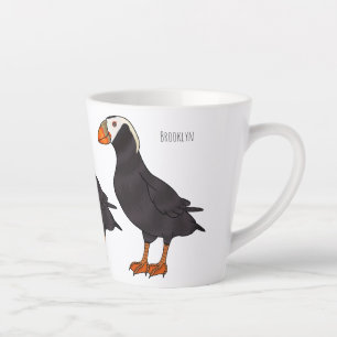 Caneca De Café Latte Ilustração de desenho animado de pássaros puffin t