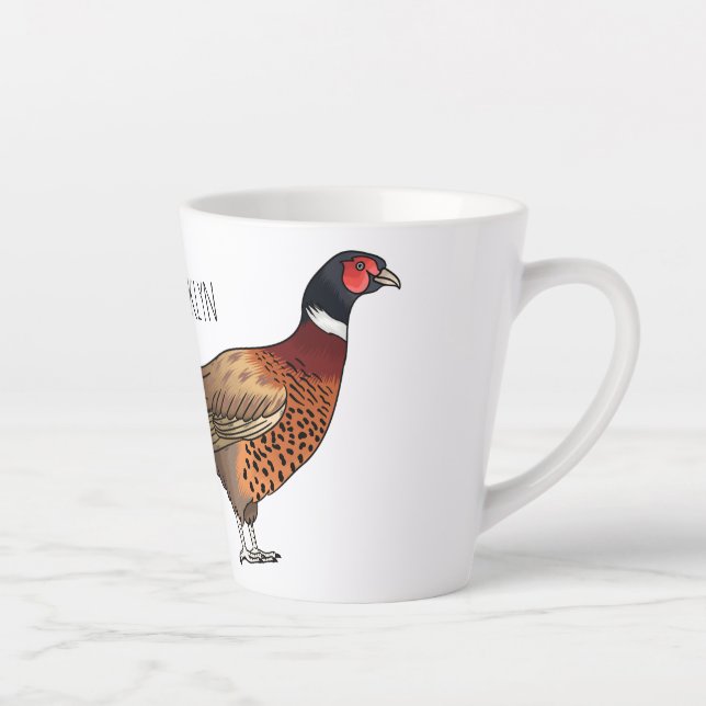 Caneca De Café Latte Ilustração de desenho animado de pheasant de pesco (Direita)
