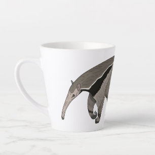 Caneca De Café Latte Ilustração de desenho animado de tamanduá 