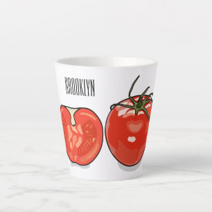Caneca De Café Latte Ilustração de desenho animado de tomate