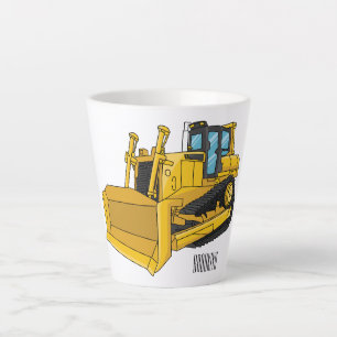 Caneca De Café Latte Ilustração de desenho animado de trator de esteira