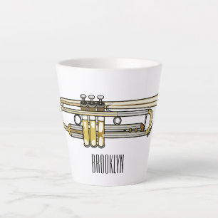 Caneca De Café Latte Ilustração de desenho animado de trompete