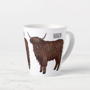 Caneca De Café Latte Ilustração de desenho animado de vaca em terras al