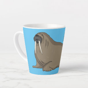 Caneca De Café Latte Ilustração de desenho animado de Walrus