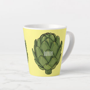 Caneca De Café Latte Ilustração de desenho animado do Artichoke