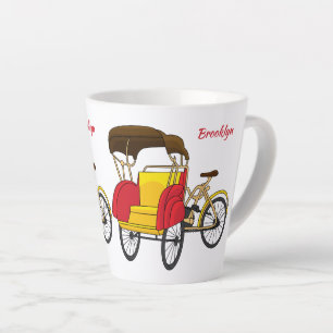 Caneca De Café Latte Ilustração de desenho animado do rickshaw Pedica