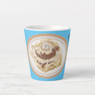 Caneca De Café Latte Ilustração de desenho animado em rolo de canela