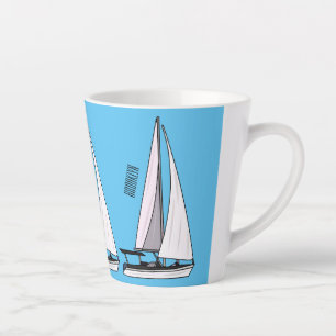 Caneca De Café Latte Ilustração de desenho animado em veleiro