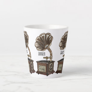 Caneca De Café Latte Ilustração de desenho animado girável