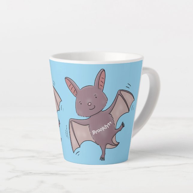 Caneca De Café Latte Ilustração de desenho animado voador de filhotes (Ângulo direito)