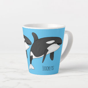 Caneca De Café Latte Ilustração de desenho da baleia assassina