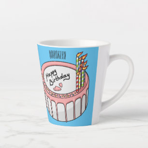 Caneca De Café Latte Ilustração de desenho de bolo de aniversário