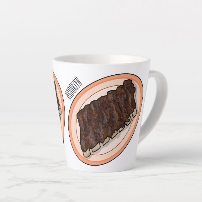 Caneca De Café Latte Ilustração de desenho de costelas curtas (Ângulo direito)