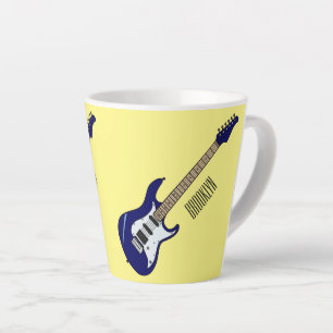 Caneca De Café Latte Ilustração de desenho de guitarra elétrica