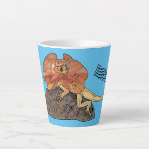 Caneca De Café Latte Ilustração de desenho de lagarto de pescoço frito
