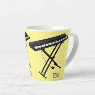 Caneca De Café Latte Ilustração de desenho de piano de teclado