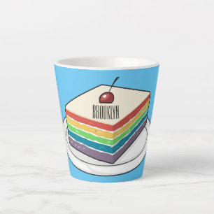 Caneca De Café Latte Ilustração de desenho do bolo-arco-íris