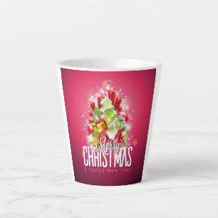 Caneca De Café Latte Ilustração de Design gráfico de Natal Vermelho 