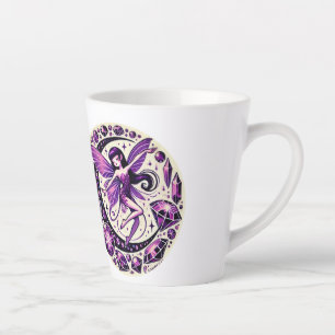 Caneca De Café Latte Ilustração de Fada Roxa