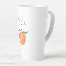 Caneca De Café Latte Ilustração de Fruta Pêssego Pintada Fofa