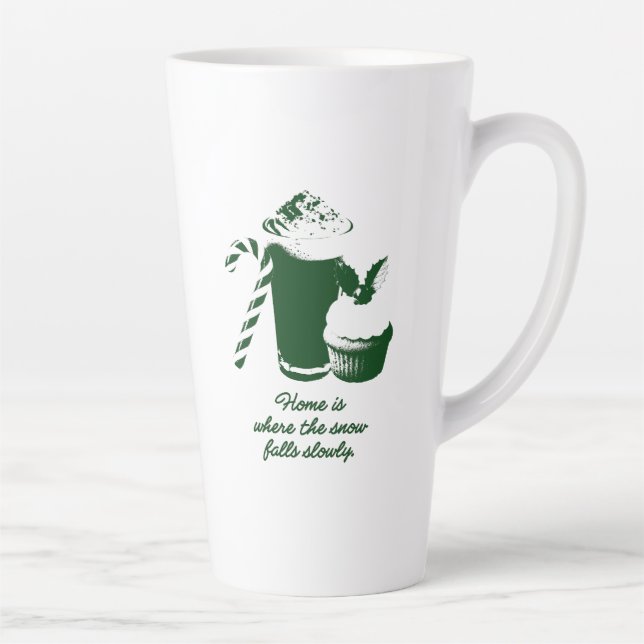 Caneca De Café Latte Ilustração de inverno (Direita)
