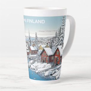 Caneca De Café Latte Ilustração de inverno na Finlândia