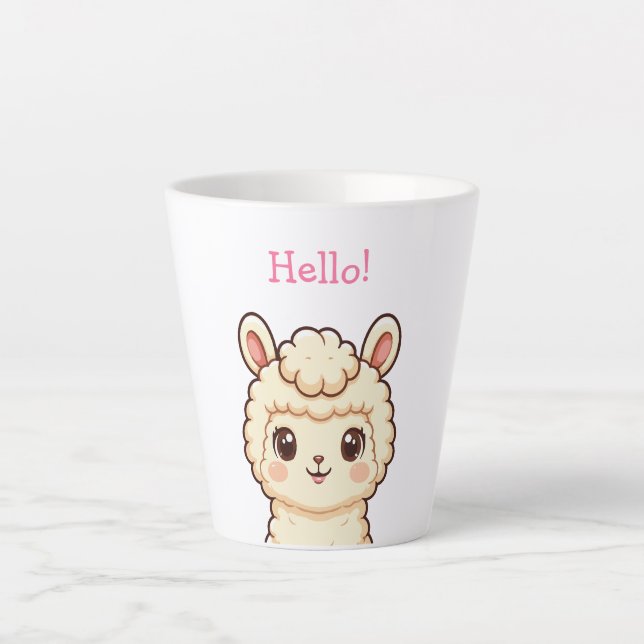 Caneca De Café Latte Ilustração de lhama fofa design (Frente)