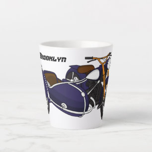 Caneca De Café Latte Ilustração de motocicleta roxa Sidecar