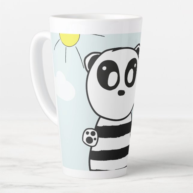 Caneca De Café Latte Ilustração de Panda Fofo (Ângulo esquerdo)