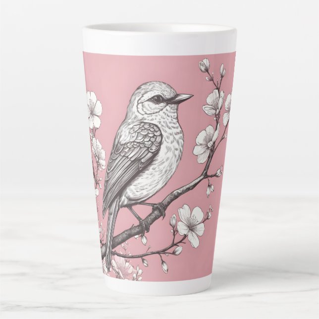 Caneca De Café Latte Ilustração de pássaro cantor linda (Frente)