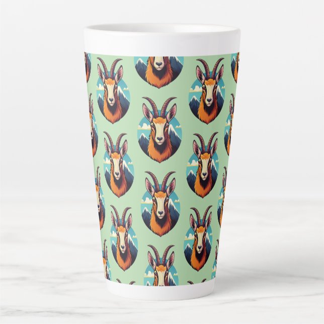 Caneca De Café Latte Ilustração de uma cabeça de camurça (Frente)