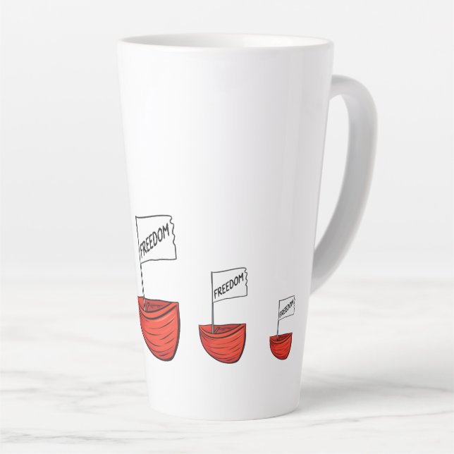 Caneca De Café Latte Ilustração do Barco da Liberdade Náutica (Ângulo direito)